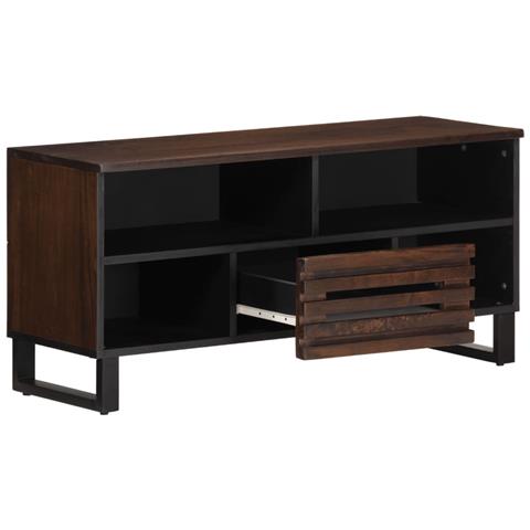 Mobile Porta Tv Marrone 100x34x46 Cm In Legno Di Mango - Foto 3