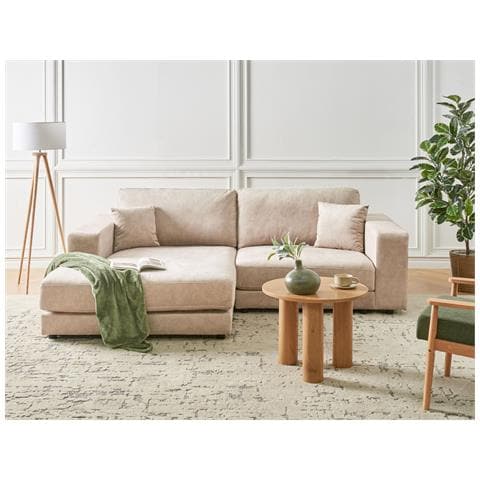 Divano Angolare 3 Posti Lofoten Velluto Beige Lato Destro - Foto 1