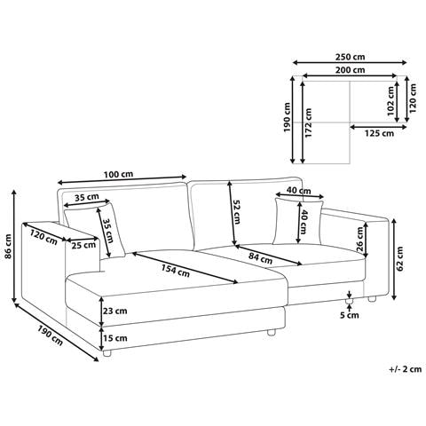 Divano Angolare 3 Posti Lofoten Velluto Beige Lato Destro - Foto 8