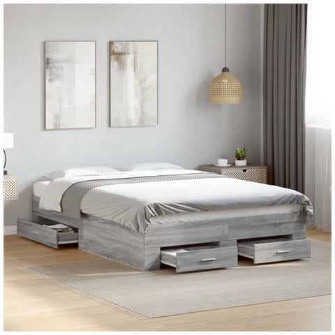 Giroletto Cassetti Grigio Sonoma 120x190 Cm Legno Multistrato - Foto 1