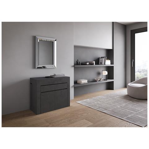 Consolle Allungabile 90x42/302 Cm Evolve Antracite Spatolato Con Panca Inferiore E Superiore - Foto 2