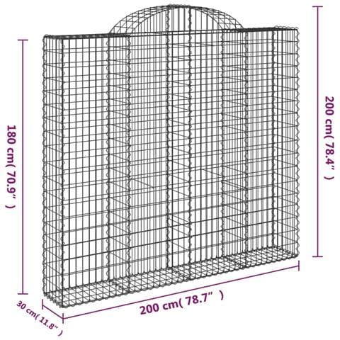 Cesti Gabbioni ad Arco 8 pz 200x30x180/200 cm Ferro Zincato - Foto 2