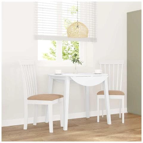 Sedie da Pranzo con Cuscini 2 pz Bianco Legno Massello di Hevea - Foto 2