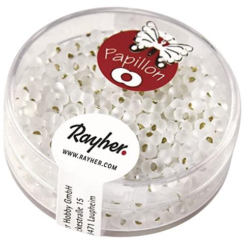 18 Grammi - Rocaille Papillon In Vetro Con Foro Argentato Ø2x4mm - Colore Trasparente Opaco - Foto 1