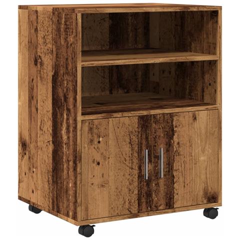 Mobiletto Con Ruote Legno Antico 60x48x81 Cm In Truciolato - Foto 2
