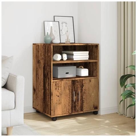 Mobiletto Con Ruote Legno Antico 60x48x81 Cm In Truciolato - Foto 1