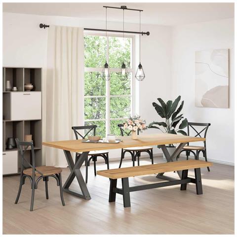 Panca Pranzo Noain Gambe A Forma A 180x40x45 Cm Legno Massello - Foto 2
