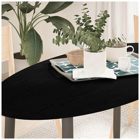 Piano Tavolo Marrone Scuro 120x60x2 Cm In Rovere Massello Ovale - Foto 1