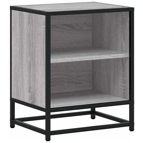 Comodino Grigio Sonoma 40x31x50 Cm Legno Multistrato E Metallo - Foto 2