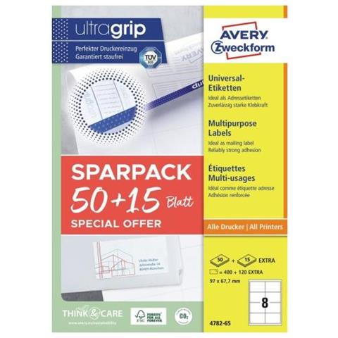 Avery 4782-65 Etichetta Autoadesiva Rettangolo Permanente Bianco 520 Pz - Foto 3
