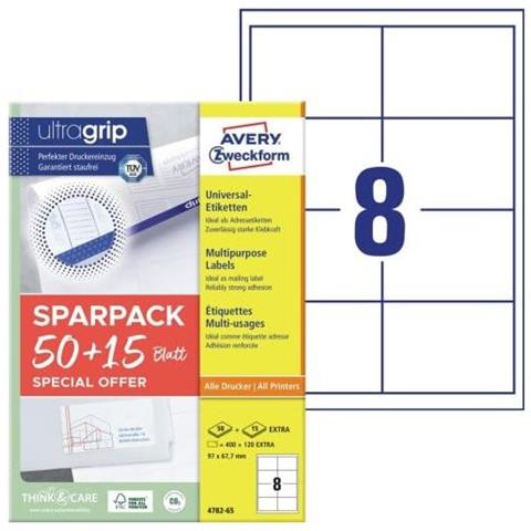 Avery 4782-65 Etichetta Autoadesiva Rettangolo Permanente Bianco 520 Pz - Foto 1