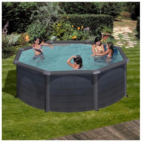 Piscina Rotonda Kea 350 X 120 Cm Con Parete In Acciaio Grafite - Foto 1