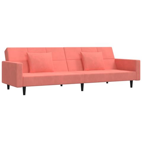 Divano Letto a 2 Posti con 2 Cuscini Rosa in Velluto - Foto 1