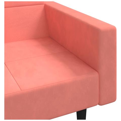 Divano Letto a 2 Posti con 2 Cuscini Rosa in Velluto - Foto 9