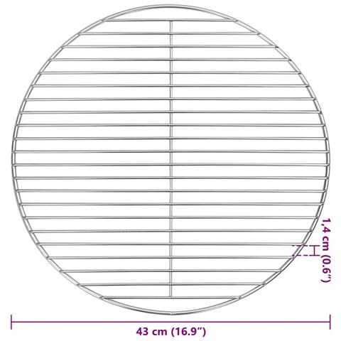 Griglia per BBQ Argento Ø43 cm Acciaio Inossidabile - Foto 6