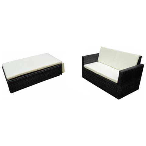 Set Divani da Giardino 2 pz con Cuscini in Polyrattan Nero - Foto 2