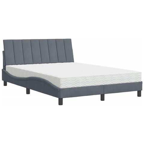 Letto con Materasso Grigio Scuro 120x200 cm in Velluto - Foto 1