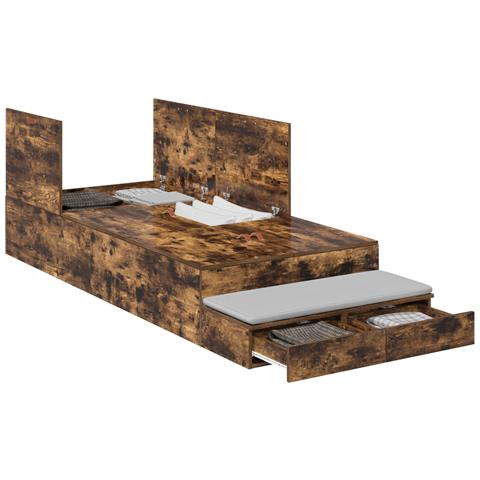 Struttura Letto con Contenitore in Rovere Affumicato 90x190 cm - Foto 1