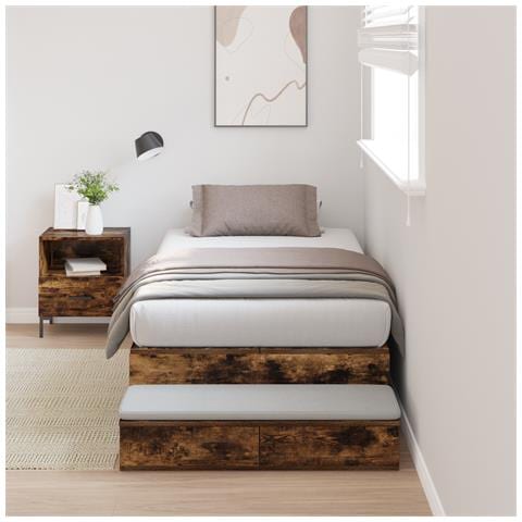 Struttura Letto con Contenitore in Rovere Affumicato 90x190 cm - Foto 2
