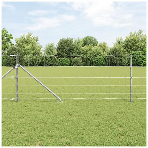 Recinto  0,8x50 m Acciaio Zincato, Pali per recinzione  con picchetto 13 pz Ø32 mm 100 cm Acciaio Zincato - Foto 2