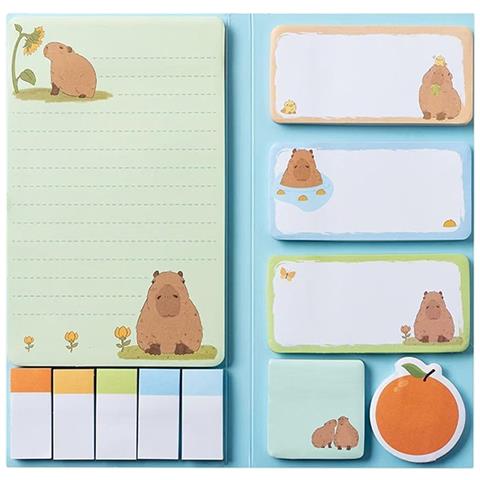 Blocco Note Adesive Capibara - Set Combinato Di Appunti Divertenti E Funzionali - Foto 3