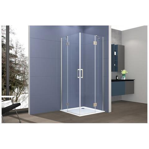 Box Doccia Angolare 90x120 Cm Apertura Due Ante Battenti H200 Cm Cristalli Trasparente 6 Mm Profilo Satinato Gioia - Foto 1