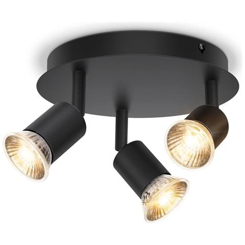 Plafoniera 3 Faretti Orientabili Gu10 Ø200mm Nera Per Interni - Foto 1
