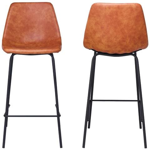 Set Di 2 Sgabelli Vintage Lucien Cognac - Altezza Di Seduta 65cm - Foto 5