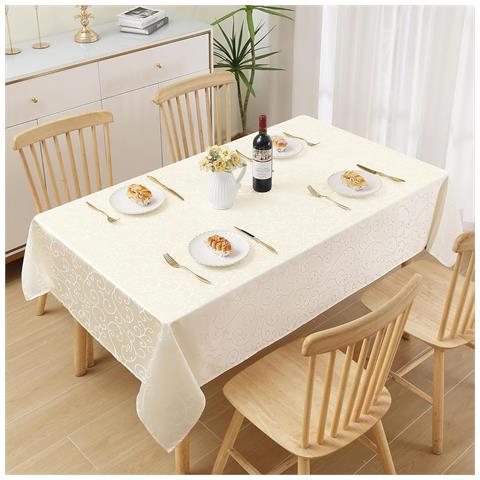 Homaxy Tovaglia Jacquard 100x140 Cm Lavabile E Antimacchia Beige - Foto 2