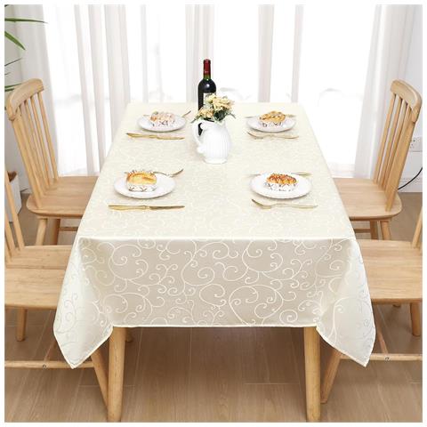 Homaxy Tovaglia Jacquard 100x140 Cm Lavabile E Antimacchia Beige - Foto 4