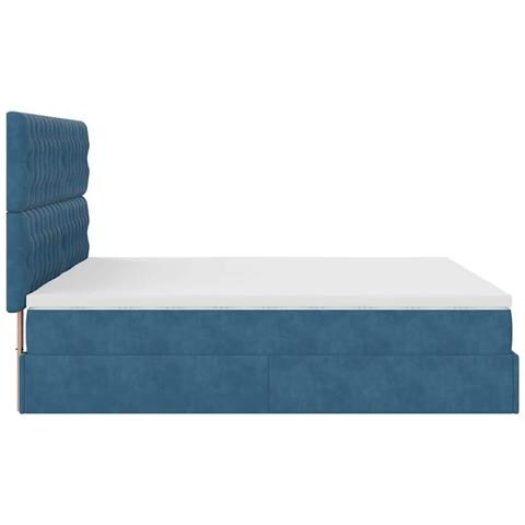 Pouf Letto con Materassi e LED Blu Scuro 200x200cm Velluto - Foto 9