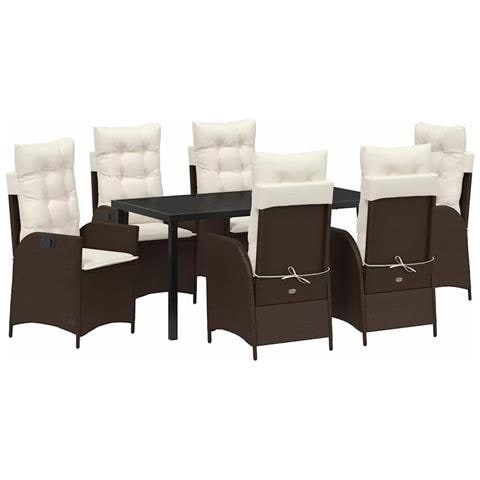 Set da Pranzo per Giardino 7 pcs Marrone polyrattan - Foto 1