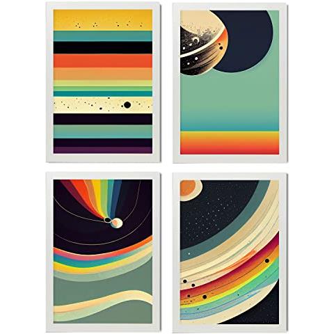 Set Di 4 Stampe Sfera Posters In Arte Astratta Illustrazioni E Manifesti Di Galassie Artistiche Moderne E A Colori Per L'interior Cornice Bianca A3 - Foto 1