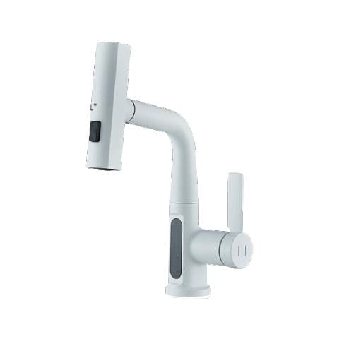 Rubinetto per lavabo da bagno, Blackswan, tipo M326, modello smart bianco, con display LCD, 3 modalità e doccia a cascata mobile, dimensioni 23 cm - Foto 1