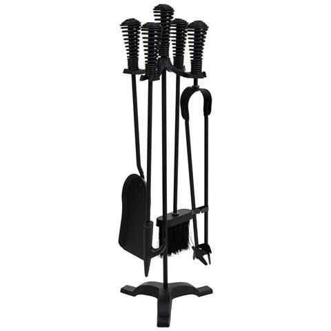 Set Attrezzi Per Camino In Metallo Nero 5pz 19x19x65h Cm - Foto 1