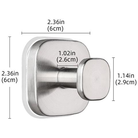 Set Da 4 Ganci Quadrati In Acciaio Inossidabile Con Ventosa - Installazione Senza Fori, Impermeabili, Riutilizzabili, Argento - Foto 2