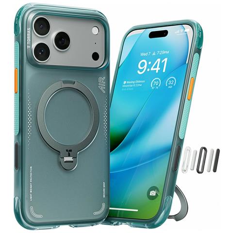 Cover per iPhone 17 Pro - TPU+PC, Verde, Antiurto - Foto 1