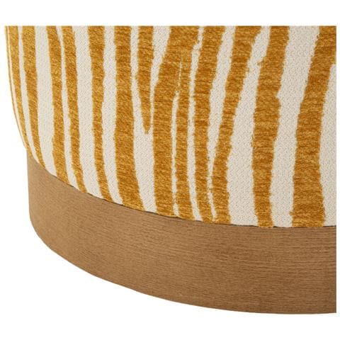 Pouf Savana Rotondo In Compensato E Tessuto Senape E Marrone Ø40x40 Cm - Foto 2