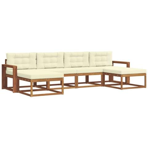 Set di divani da esterno con cuscino 6 pcs Naturale e Crema - Foto 1