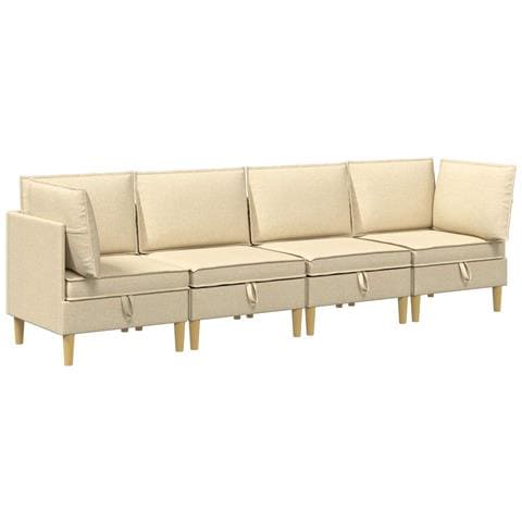 Set di divani modulari con spazio di archiviazione 4 pcs Crema - Foto 1