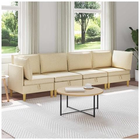 Set di divani modulari con spazio di archiviazione 4 pcs Crema - Foto 2