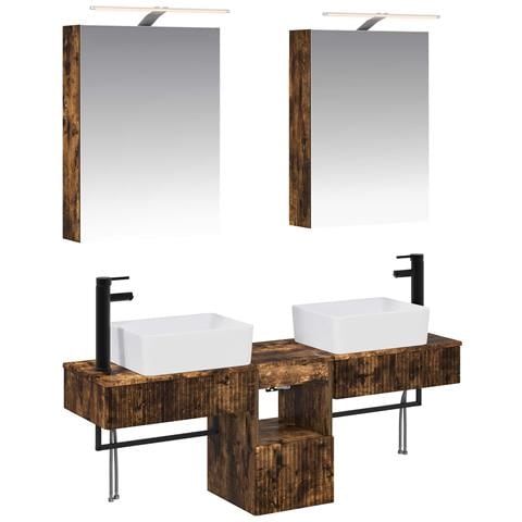 Set di Armadi da Bagno 5 pcs Rovere Fumo 50 x 14,5 x 70 cm - Foto 1