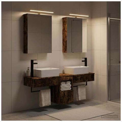 Set di Armadi da Bagno 5 pcs Rovere Fumo 50 x 14,5 x 70 cm - Foto 2