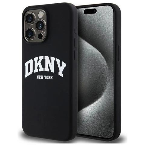 Dkny Custodia Magsafe In Silicone Liquido Bianco Con Logo Stampato Per Iphone 15 Pro Max - Nera - Foto 1