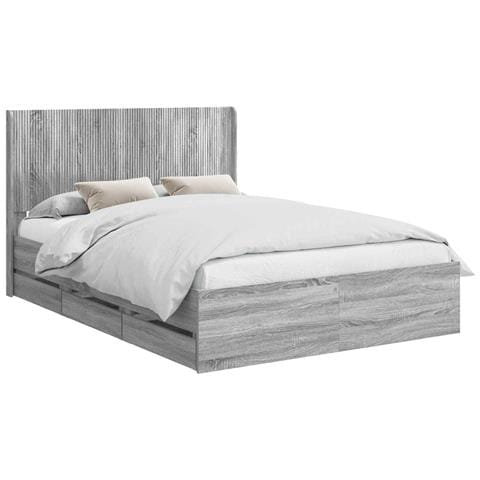 Struttura del letto con stoccaggio e testata Grigio Sonoma - Foto 1