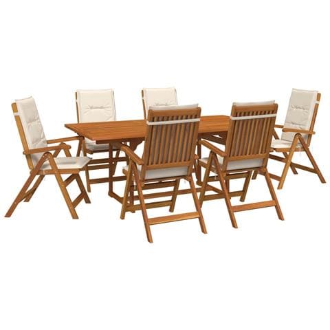 Set da pranzo da esterno con ombrellone 8 pz Bianco Crema - Foto 1