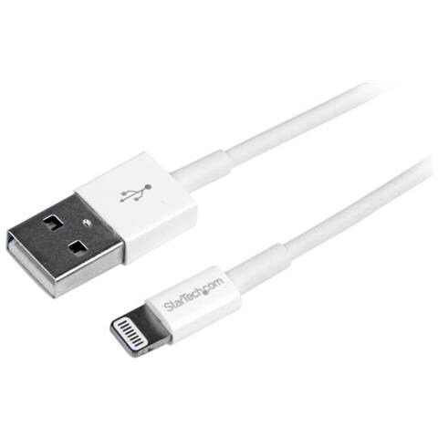 Cavo Connettore Lightning 8-pin Apple a USB di tipo Slim per iPhone / iPod / iPad da 1m - Bianco - Foto 2