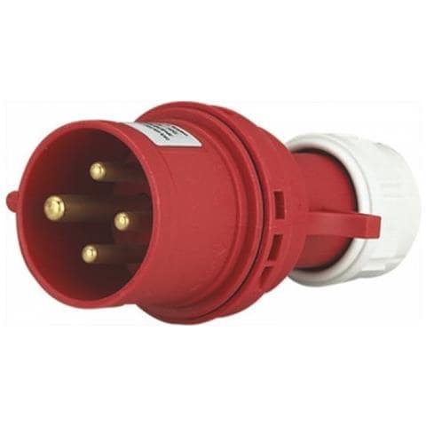 Spina Mobile Diritta Industriale 380V 16A 3P+T IP44 Rossa - Foto 2