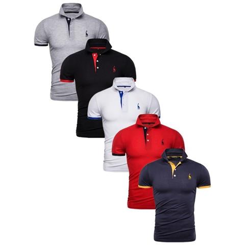 SLOWMOOSE - Polo Uomo Solido Slim Fit Camicia Patchwork Manica Corta [5pz-1  / Taglia Usa L 70-80 Kg] - ePRICE