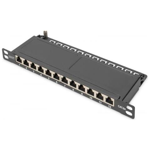 10in Cat 6a Patch Panel 12-port 0.5u 10in Black Ral 9005 - Foto 1